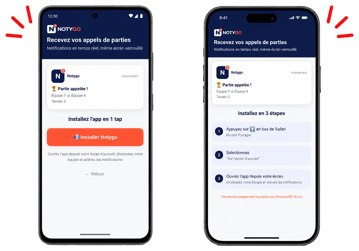 Installation PWA Notygo sur iPhone et Android